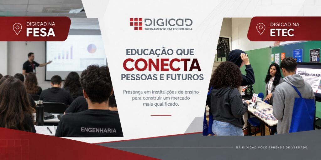 Digicad marca presença na Semana de Engenharia da FESA e na Feira das Profissões da ETEC Lauro Gomes